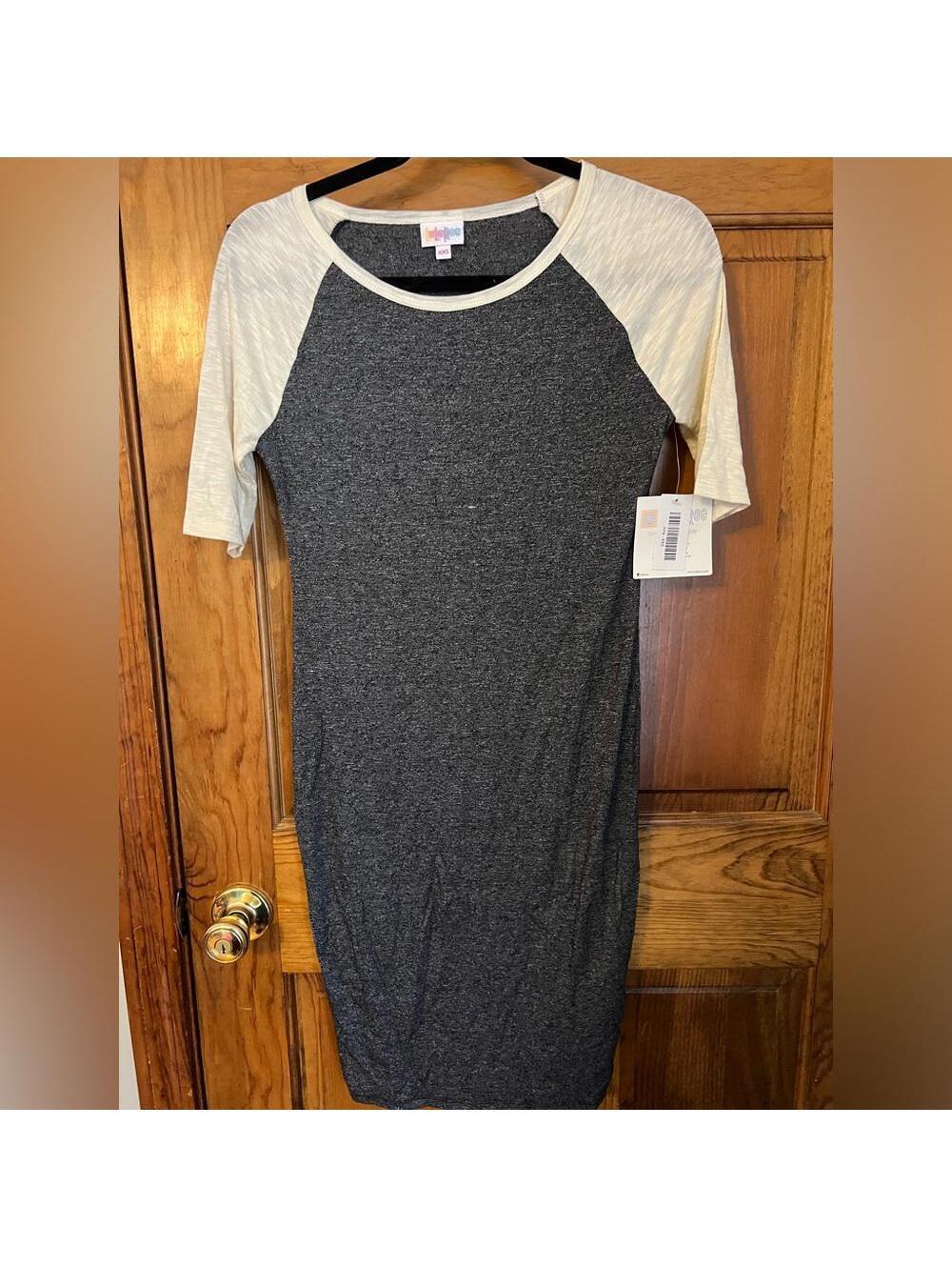 LuLaRoe Julia Pencil Dress Solid Gray Cream Knee Length Sheath Midi XXS NWT